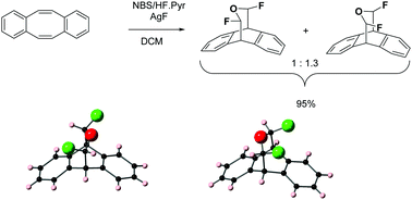 Graphical abstract: Unexpected α,α′-difluoroethers from Ag(i)F and N-bromosuccinimide reactions of dibenzo[a,e]cyclooctatetraene