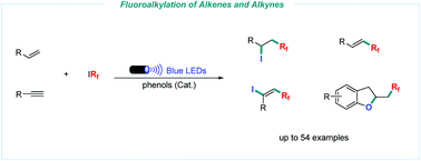 Graphical abstract: Visible light promoted fluoroalkylation of alkenes and alkynes using 2-bromophenol as a catalyst