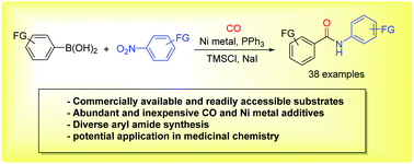 Graphical abstract: Direct amide synthesis via Ni-mediated aminocarbonylation of arylboronic acids with CO and nitroarenes