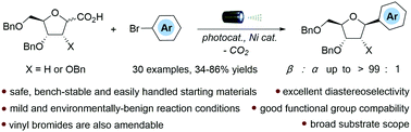 Graphical abstract: Highly stereoselective synthesis of aryl/heteroaryl-C-nucleosides via the merger of photoredox and nickel catalysis