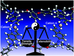 Graphical abstract: Unprecedented toughening high-performance polyhexahydrotriazines constructed by incorporating point–face cation–π interactions in covalently crosslinked networks and the visual detection of tensile strength