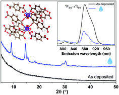 Graphical abstract: Amorphous-to-crystalline transition and photoluminescence switching in guest-absorbing metal–organic network thin films