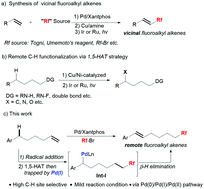 Graphical abstract: Synthesis of remote fluoroalkylated alkenes by a palladium-catalyzed relay Heck-type reaction