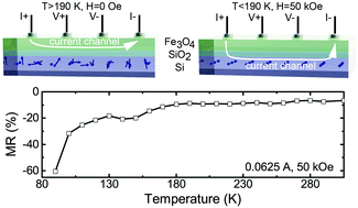 Graphical abstract: Electronic transport properties and magnetoresistance in the Fe3O4/SiO2/p-Si heterostructure with an in-plane current geometry