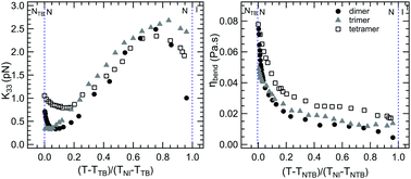 Graphical abstract: Pretransitional behavior of viscoelastic parameters at the nematic to twist-bend nematic phase transition in flexible n-mers