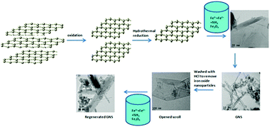 Graphical abstract: Rolling and unrolling of graphene sheets via in situ generation of superparamagnetic iron oxide nanoparticles