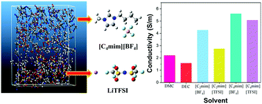 Graphical abstract: Insights into the solvation and dynamic behaviors of a lithium salt in organic- and ionic liquid-based electrolytes