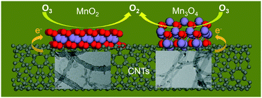 Graphical abstract: Efficient catalytic removal of airborne ozone under ambient conditions over manganese oxides immobilized on carbon nanotubes