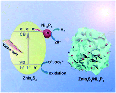 Graphical abstract: Hierarchical flower-like ZnIn2S4 anchored with well-dispersed Ni12P5 nanoparticles for high-quantum-yield photocatalytic H2 evolution under visible light