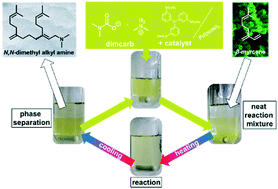 Graphical abstract: Facile catalyst recycling by thermomorphic behaviour avoiding organic solvents: a reactive ionic liquid in the homogeneous Pd-catalysed telomerisation of the renewable β-myrcene