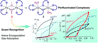 Graphical abstract: Guest encapsulations in non-porous crystals of fully fluorinated dinuclear metal complexes with the M2O2 core (M = Fe3+, Co2+, Ni2+)