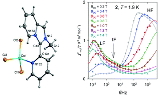 Graphical abstract: Long magnetic relaxation time of tetracoordinate Co2+ in imidazo[1,5-a]pyridinium-based (C13H12N3)2[CoCl4] hybrid salt and [Co(C13H12N3)Cl3] molecular complex