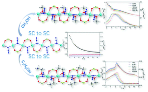 Graphical abstract: Solvent-induced single-crystal-to-single-crystal transformation and tunable magnetic properties of 1D azido-Cu(ii) chains with a carboxylate bridge