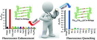 Graphical abstract: A dual-emitting Tb(iii)&Yb(iii)-functionalized coordination polymer: a “turn-on” sensor for N-methylformamide in urine and a “turn-off” sensor for methylglyoxal in serum