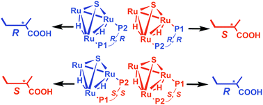 Graphical abstract: Asymmetric hydrogenation of an α-unsaturated carboxylic acid catalyzed by intact chiral transition metal carbonyl clusters – diastereomeric control of enantioselectivity