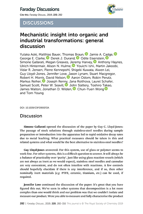 Mechanistic insight into organic and industrial transformations: general discussion