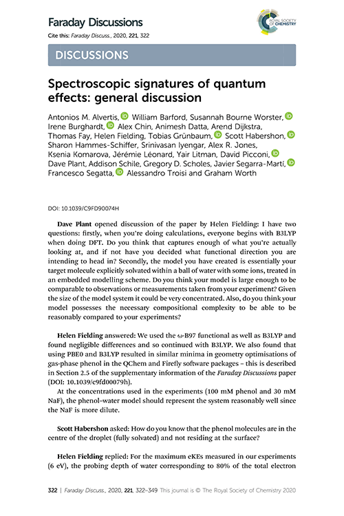 Spectroscopic signatures of quantum effects: general discussion