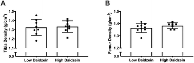 Graphical abstract: A diet containing high- versus low-daidzein does not affect bone density and osteogenic gene expression in the obese Zucker rat model