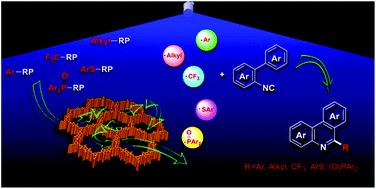 Graphical abstract: Visible-light-induced tandem radical addition–cyclization of 2-aryl phenyl isocyanides catalysed by recyclable covalent organic frameworks