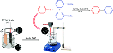 Graphical abstract: Stainless steel mesh-GO/Pd NPs: catalytic applications of Suzuki–Miyaura and Stille coupling reactions in eco-friendly media