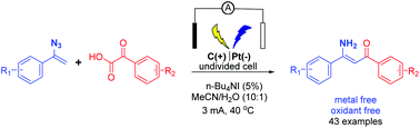 Graphical abstract: Electrochemical synthesis of enaminones via a decarboxylative coupling reaction