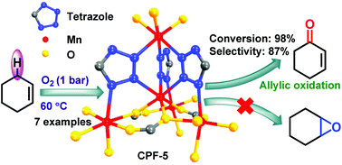Graphical abstract: Allylic oxidation of olefins with a manganese-based metal–organic framework