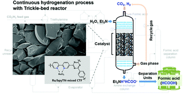 Graphical abstract: CO2 hydrogenation to formic acid over heterogenized ruthenium catalysts using a fixed bed reactor with separation units