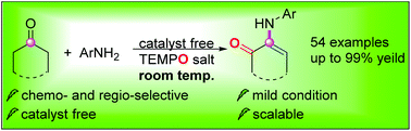 Graphical abstract: Synthesis of α-enaminones from cyclic ketones and anilines using oxoammonium salt as an oxygen transfer reagent