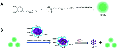 Graphical abstract: A turn-on fluorescent probe for sensitive detection of ascorbic acid based on SiNP–MnO2 nanocomposites