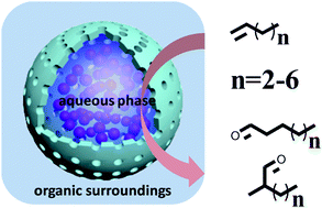 Graphical abstract: Encapsulated liquid nano-droplets for efficient and selective biphasic hydroformylation of long-chain alkenes