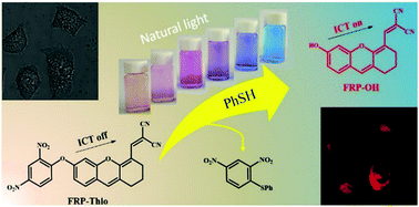 Graphical abstract: The construction of an effective far-red fluorescent and colorimetric platform containing a merocyanine core for the specific and visual detection of thiophenol in both aqueous medium and living cells