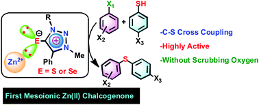 Graphical abstract: Highly active mesoionic chalcogenone zinc(ii) derivatives for C–S cross-coupling reactions