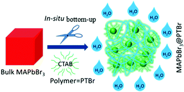 Graphical abstract: Bottom-up synthesis of bright fluorescent, moisture-resistant methylammonium lead bromide@poly(3-bromothiophene)