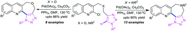 Graphical abstract: Convenient synthesis of quinoline-fused triazolo-azepine/oxepine derivatives through Pd-catalyzed C–H functionalisation of triazoles