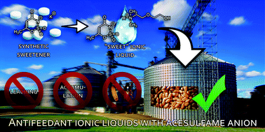 Graphical abstract: “Sweet” ionic liquids comprising the acesulfame anion – synthesis, physicochemical properties and antifeedant activity towards stored product insects