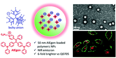 Graphical abstract: Ionic aggregation-induced emission dye with bulky counterions for preparation of bright near-infrared polymeric nanoparticles
