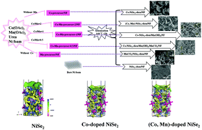 Graphical abstract: (Co, Mn)-Doped NiSe2-diethylenetriamine (dien) nanosheets and (Co, Mn, Sn)-doped NiSe2 nanowires for high performance supercapacitors: compositional/morphological evolution and (Co, Mn)-induced electron transfer