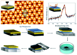 Graphical abstract: Embedding epitaxial (blue) phosphorene in between device-compatible functional layers