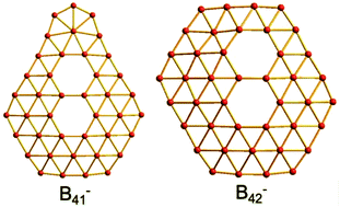 Graphical abstract: Planar B41− and B42− clusters with double-hexagonal vacancies