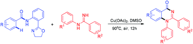 Graphical abstract: Synthesis of quinazolin-4(1H)-ones via amination and annulation of amidines and benzamides