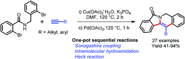 Graphical abstract: Copper and palladium-catalyzed sequential reactions: one-pot synthesis of isoindolo[2,1-b]isoquinolin-7(5H)-ones