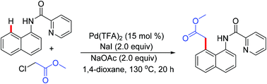 Graphical abstract: Pd(ii)-Catalyzed C8–H alkoxycarbonylmethylation of 1-naphthylamides with α-chloroalkyl esters