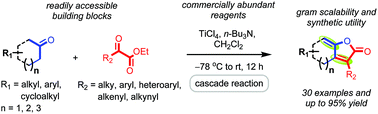 Graphical abstract: TiCl4-n-Bu3N-mediated cascade annulation of ketones with α-ketoesters: a facile synthesis of highly substituted fused γ-alkylidene-butenolides