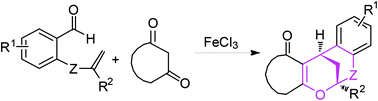 Graphical abstract: Iron-catalyzed domino Knoevenagel-hetero-Diels–Alder reaction: facile access to oxabicyclo[3.3.1]nonene derivatives