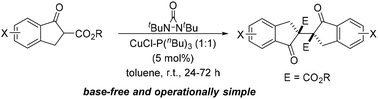Graphical abstract: A facile copper(i)-catalyzed homo-coupling of indanone derivatives using diaziridinone under mild conditions