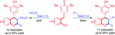 Graphical abstract: Organocatalytic [4 + 2] cyclizations of para-quinone methide derivatives with isocyanates