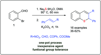 Graphical abstract: Convenient one-pot access to 2H-3-nitrothiochromenes from 2-bromobenzaldehydes, sodium sulfide and β-nitrostyrenes