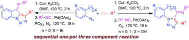 Graphical abstract: Bimetallic Cu/Pd-catalyzed three-component azide–alkyne cycloaddition/isocyanide insertion: synthesis of fully decorated tricyclic triazoles