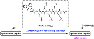 Graphical abstract: A trimethyllysine-containing trityl tag for solubilizing hydrophobic peptides