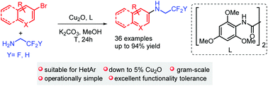 Graphical abstract: Synthesis of tri(di)fluoroethylanilines via copper-catalyzed coupling reaction of tri(di)fluoroethylamine with (hetero)aromatic bromides